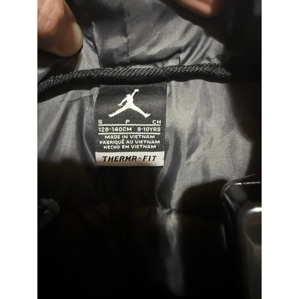 Jordan Kids‎ Therma-FIT Hybrid Puffer Vest Hoodie Jacket Gray Black Small 8-10Y